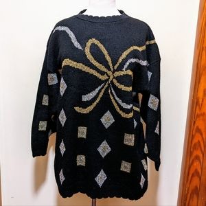 Vintage Black Metallic Holiday Christmas Sweater